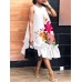 100%Polyester Summer Holiday Printing Loose Dress For Women