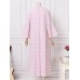 Women Abaya Kaftan Lace Patchwork Falre Sleeve Ankle Length Casual Midi Dresses