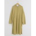 Women Puff Sleeve Sweatshirt Calf Length Front Pocket Side Fork Midi Dress