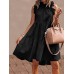 Women Solid Color Ruffles Trim Sleeveless Simple Midi Dresses