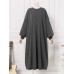 Women Solid Color Thick Sweatshirt Loose Raglan Sleeve Calf Length O-Neck Midi Dresses