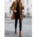 Solid Button Long Sleeve Lapel Coat For Women