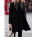 Solid Button Long Sleeve Lapel Coat For Women