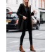 Solid Button Long Sleeve Lapel Coat For Women