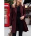 Solid Button Long Sleeve Lapel Coat For Women