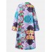 Women Allover Floral Printed Long Sleeve Casual Lapel Coat