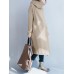 Women Fleece Loose Pullover Turtleneck Neck Side Pockets Long Sleeve Coats