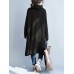 Women Fleece Loose Pullover Turtleneck Neck Side Pockets Long Sleeve Coats