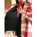 Women Plaid Warm Chest Double Pocket Long Sleeve Single-Breasted Coats