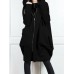 Women Solid Zip Front Fakes 2pcs Pocket Hooded Casual Coat