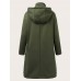 Women Solid Zip Front Fakes 2pcs Pocket Hooded Casual Coat