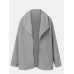 Women Teddy Velvets Loose Casual Solid Spliced Large Lapel Lining Long Sleeve without Pockets Leisure Coat