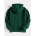 Mens Green Long Sleeve Drawstring Hoodies With Kangaroo Pocket