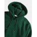 Mens Green Long Sleeve Drawstring Hoodies With Kangaroo Pocket