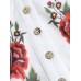 Casual Floral Print V-neck Long Sleeve Elastic Cuffs Ethnic Style Loose Button Blouse