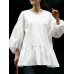 Leisure Puff Sleeve Back Drawstring Pleated Loose Blouse