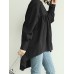 Women Puff Sleeve Loose Pleated Spliced Solid Back Button Casual Shirts